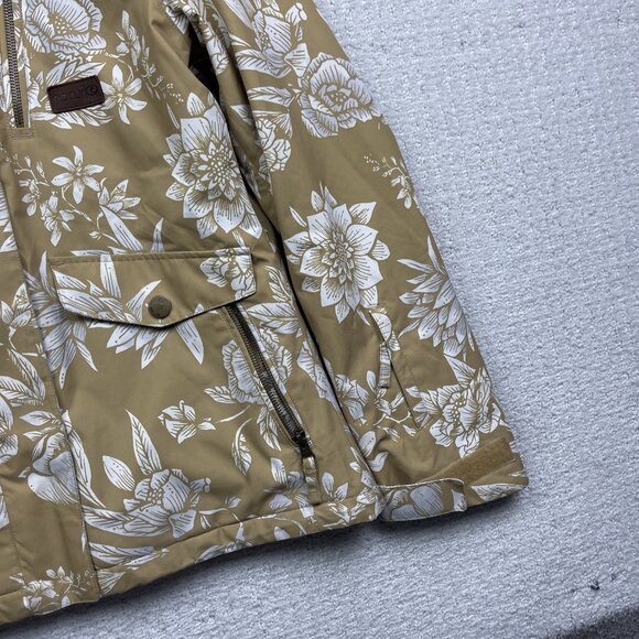 Rip Curl Wom M Winter Jacket 10K Fur Floral AOP Beige Full-Zip Snowboard Ski - Picture 5 of 16